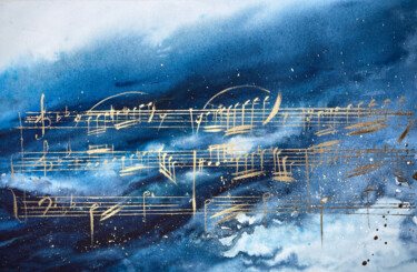 Pintura intitulada "Storm" por Katja Vollmer, Obras de arte originais, Aquarela