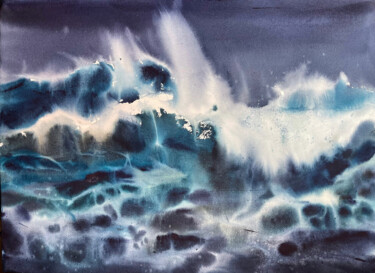Pintura titulada "Power of Ocean" por Katja Vollmer, Obra de arte original, Acuarela