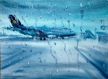 Pintura intitulada "Airport" por Katja Vollmer, Obras de arte originais, Aquarela