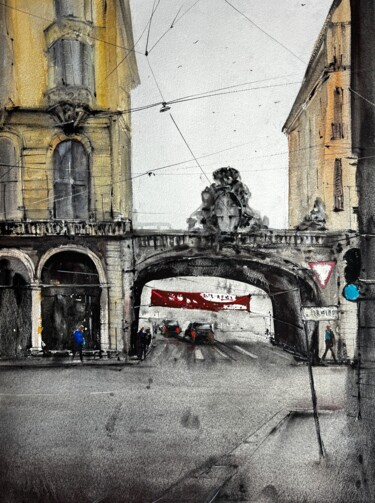 Painting titled "Genova" by Katja Vollmer, Original Artwork, Watercolor