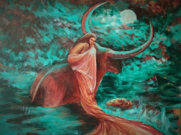 Schilderij getiteld "Красный бык" door Katovinka, Origineel Kunstwerk, Olie