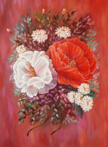 Painting titled "red-and-white.jpg" by Katreen Queen, Original Artwork