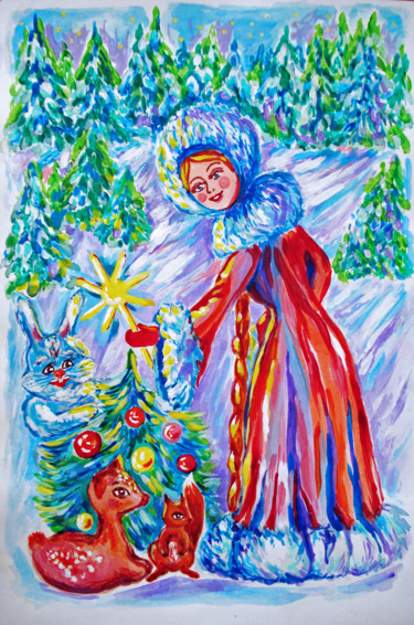 Pintura intitulada "christmas-star.jpg" por Katreen Queen, Obras de arte originais, Acrílico