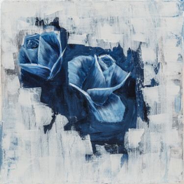 Painting titled "Flowers. Blue roses" by Katrin Appleseen, Original Artwork, Acrylic