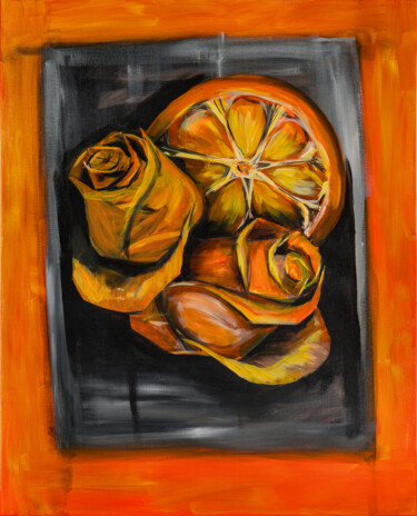 Pittura intitolato "Roses and orange" da Katrin Appleseen, Opera d'arte originale, Acrilico