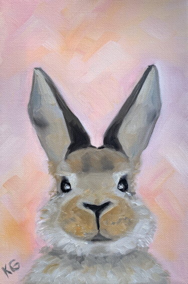 Painting titled "Rabbit for Easter" by Katrin Gergert, Original Artwork, Oil