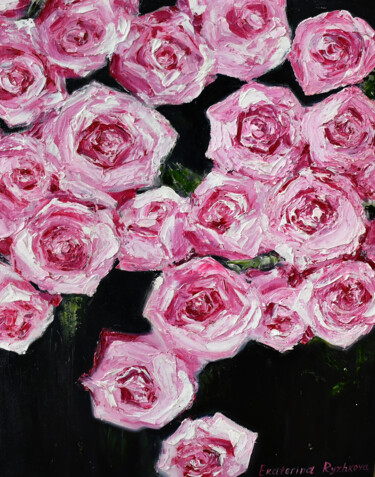 Painting titled "Pink roses" by Katrin Gergert, Original Artwork, Oil