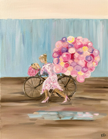 Painting titled "Going to work like…" by Katrin Gergert, Original Artwork, Oil Mounted on Wood Stretcher frame