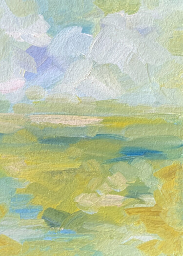Pittura intitolato "abstract landscape.…" da Katrin Gergert, Opera d'arte originale, Olio Montato su Cartone