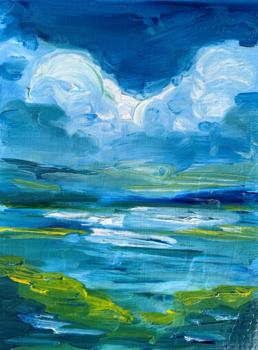 Pittura intitolato "Abstract landscape.…" da Katrin Gergert, Opera d'arte originale, Olio Montato su Cartone