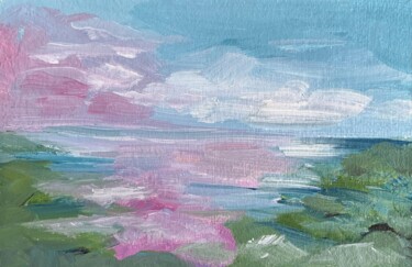 Malerei mit dem Titel "Abstract Spring Sea" von Katrin Gergert, Original-Kunstwerk, Öl