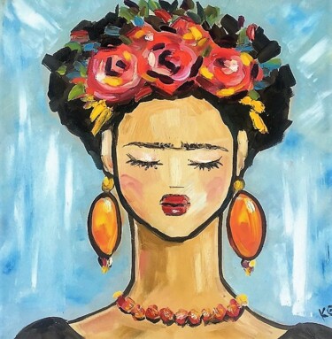 Malarstwo zatytułowany „Frida Kahlo” autorstwa Katrin Gergert, Oryginalna praca, Olej