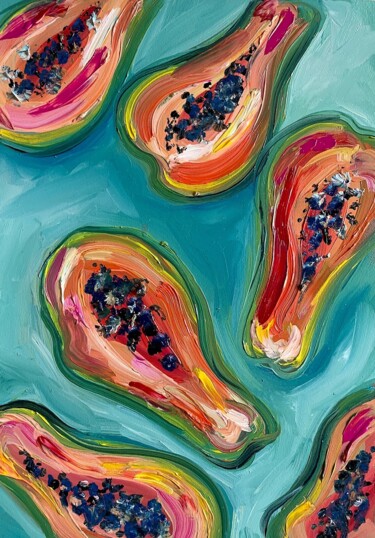 Malerei mit dem Titel "Papaya" von Katrin Gergert, Original-Kunstwerk, Öl