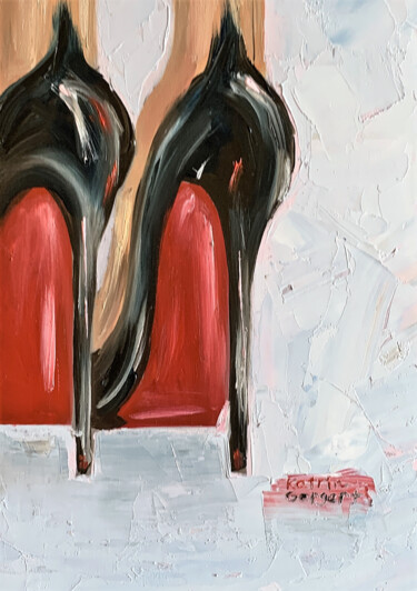 Painting titled "high heels" by Katrin Gergert, Original Artwork, Oil Mounted on Wood Stretcher frame