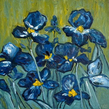 Painting titled "Irises based on Van…" by Katrin Gergert, Original Artwork, Oil