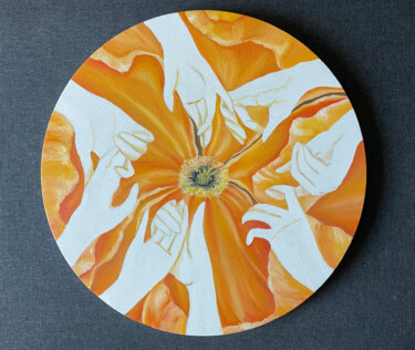 Pintura titulada "Unity blossom. Oran…" por Katrin Savich, Obra de arte original, Oleo Montado en Bastidor de camilla de mad…