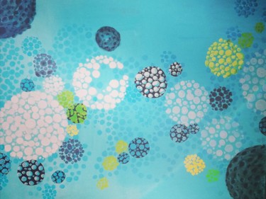 Dandelions, abstraction. Painting titled "Dandelions, abstrac…" by Ekaterina, Original Art, Acrylic