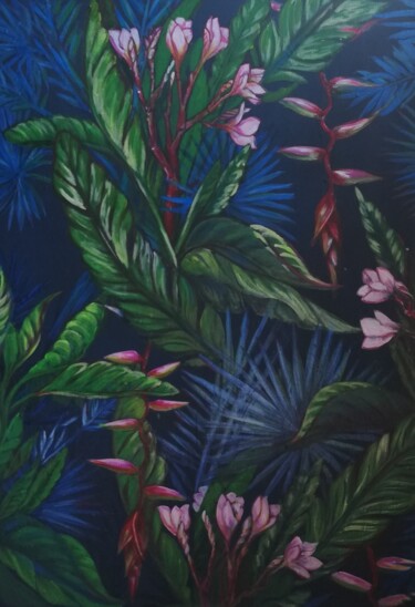 제목이 "Tropic"인 미술작품 Katrina로, 원작, 아크릴 나무 들것 프레임에 장착됨