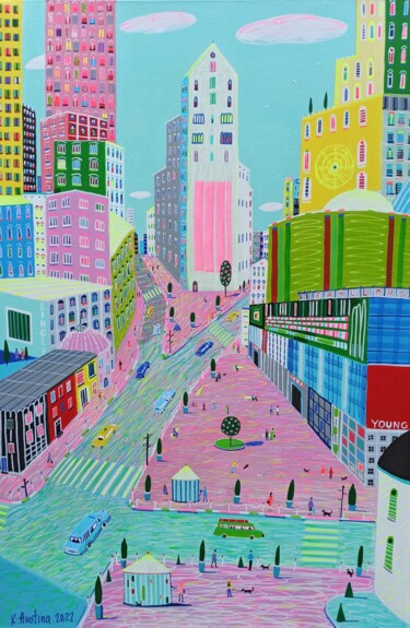 Malerei mit dem Titel "Beautiful City, Bea…" von Katrina Avotina, Original-Kunstwerk, Acryl