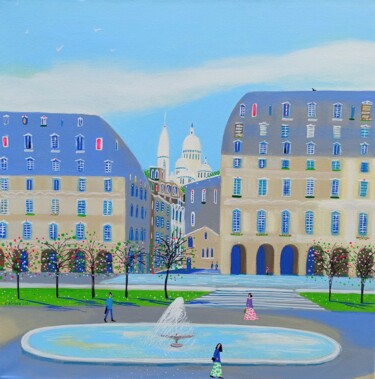 Painting titled "Montmartre, Je t'ai…" by Katrina Avotina, Original Artwork, Acrylic