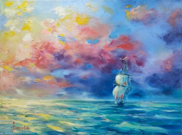 Malerei mit dem Titel "Oil Painting Seasca…" von Ekaterina Sypkova (KatrinColourArt), Original-Kunstwerk, Öl Auf Keilrahmen…