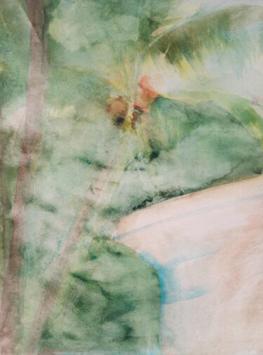Painting titled "Palm trees" by Katrin Rymsha, Original Artwork, Watercolor