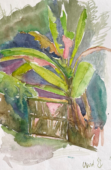 Malerei mit dem Titel "Morning in Ubud" von Katrin Rymsha, Original-Kunstwerk, Aquarell