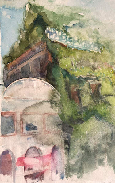 Painting titled "Overgrown house" by Katrin Rymsha, Original Artwork, Watercolor