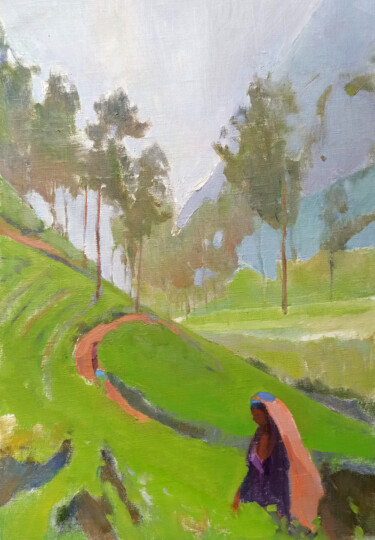 Картина под названием "Nuwara Eliya" - Katrin Rymsha, Подлинное произведение искусства, Масло Установлен на Деревянная рама…