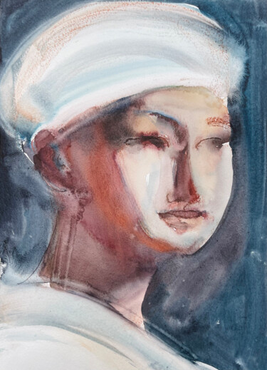 Pintura intitulada "Ubud boy" por Katrin Rymsha, Obras de arte originais, Aquarela