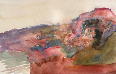 Painting titled "Temple in the mount…" by Katrin Rymsha, Original Artwork, Watercolor