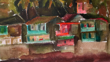 Painting titled "Cliffe's home" by Katrin Rymsha, Original Artwork, Watercolor