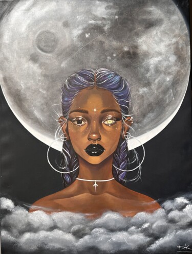Malarstwo zatytułowany „Luna” autorstwa Katsiaryna Budzko, Oryginalna praca, Olej Zamontowany na Drewniana rama noszy
