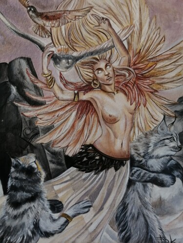 Painting titled "Freyja" by Katsiaryna Budzko, Original Artwork, Oil