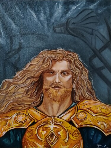 Картина под названием "Freyr" - Katsiaryna Budzko, Подлинное произведение искусства, Масло