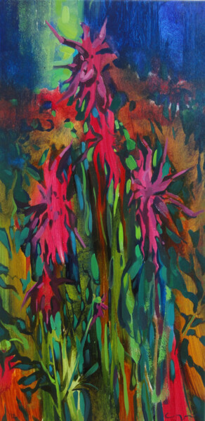 Painting titled "Flowers." by Katsiaryna Sumarava, Original Artwork, Oil