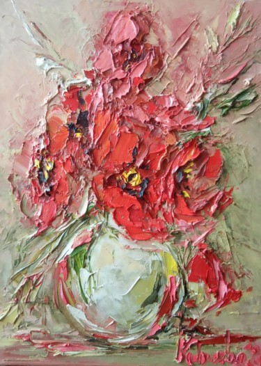 Картина под названием "Маки" - Екатерина Кудряшова, Подлинное произведение искусства, Масло