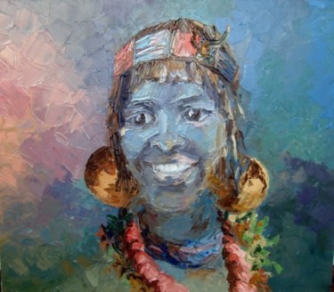 Картина под названием "Африканка" - Екатерина Кудряшова, Подлинное произведение искусства, Масло