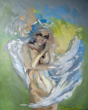 Картина под названием "Ангел весны" - Екатерина Кудряшова, Подлинное произведение искусства, Масло