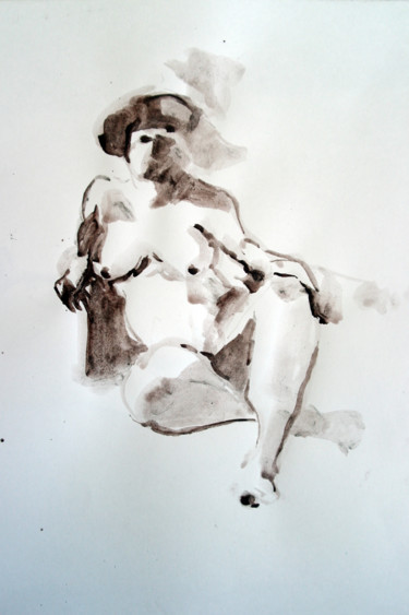 Dessin intitulée "Nude" par Katyusha Popova, Œuvre d'art originale, Encre