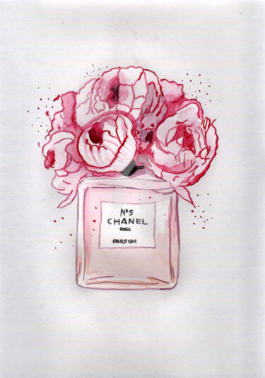 「Coco Chanel 2 , 當代藝…」というタイトルの絵画 Katwrina Golbanによって, オリジナルのアートワーク, 水彩画