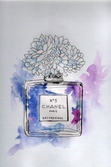 Pintura titulada "Parfum Coco chanel…" por Katwrina Golban, Obra de arte original, Acuarela
