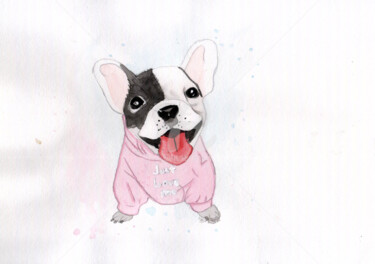 绘画 标题为“Vanilla Dog” 由Katwrina Golban, 原创艺术品, 水彩