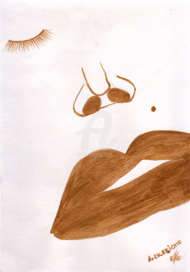 Pittura intitolato "Big lips , 厚嘴唇" da Katwrina Golban, Opera d'arte originale, Acrilico