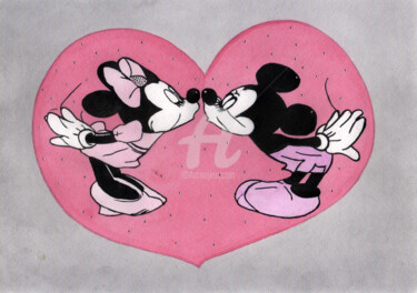 Painting titled "Mickey-mouse1 ,迪斯尼樂…" by Katwrina Golban, Original Artwork, Watercolor