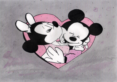 Painting titled "Mickey-mouse 2 ,Mik…" by Katwrina Golban, Original Artwork, Watercolor