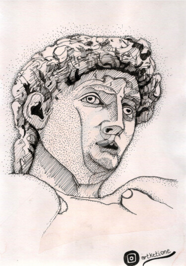 绘画 标题为“Bust of david 1 ,…” 由Katwrina Golban, 原创艺术品, 水彩