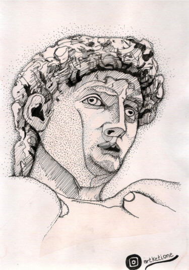 Painting titled "Bust of david 1 ,…" by Katwrina Golban, Original Artwork, Watercolor