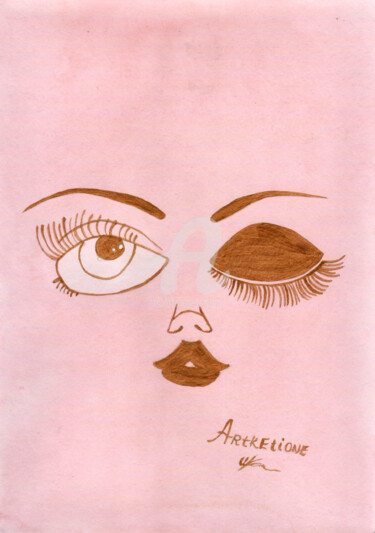 Картина под названием "Full-lipped lady ,…" - Katwrina Golban, Подлинное произведение искусства, Акварель