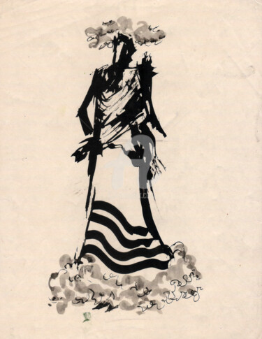 Arte digitale intitolato "Retro lady 2 , 復古女士…" da Katwrina Golban, Opera d'arte originale, Inchiostro